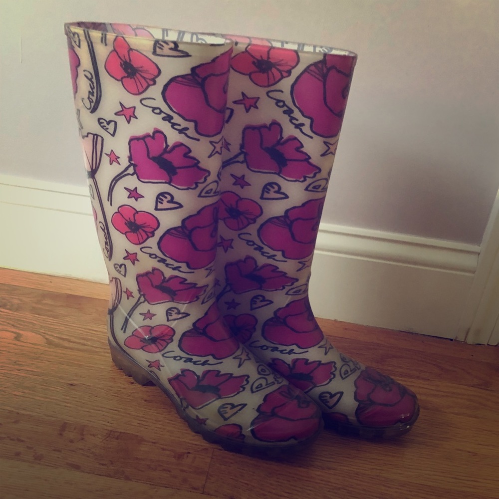 coach poppy rain boots size 9